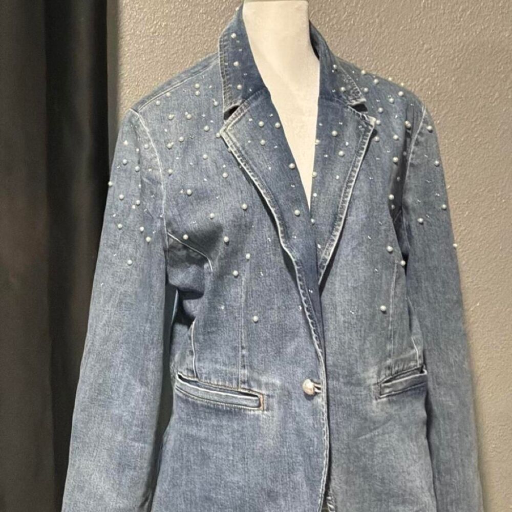Chico-s Women's Blue and Navy Jacket